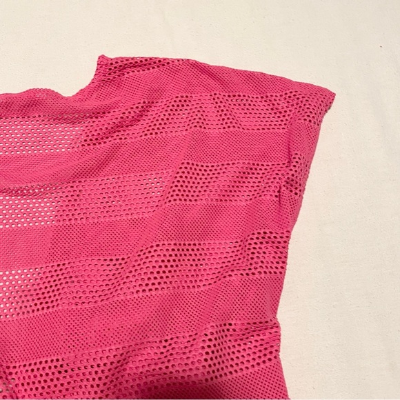 La Vie En Rose Pink Mesh Beach Cover-Up Size Large - Picture 12 of 16